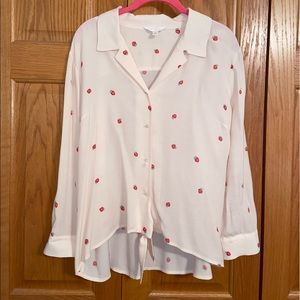 LC Lauren Conrad Strawberry Button-Up Blouse